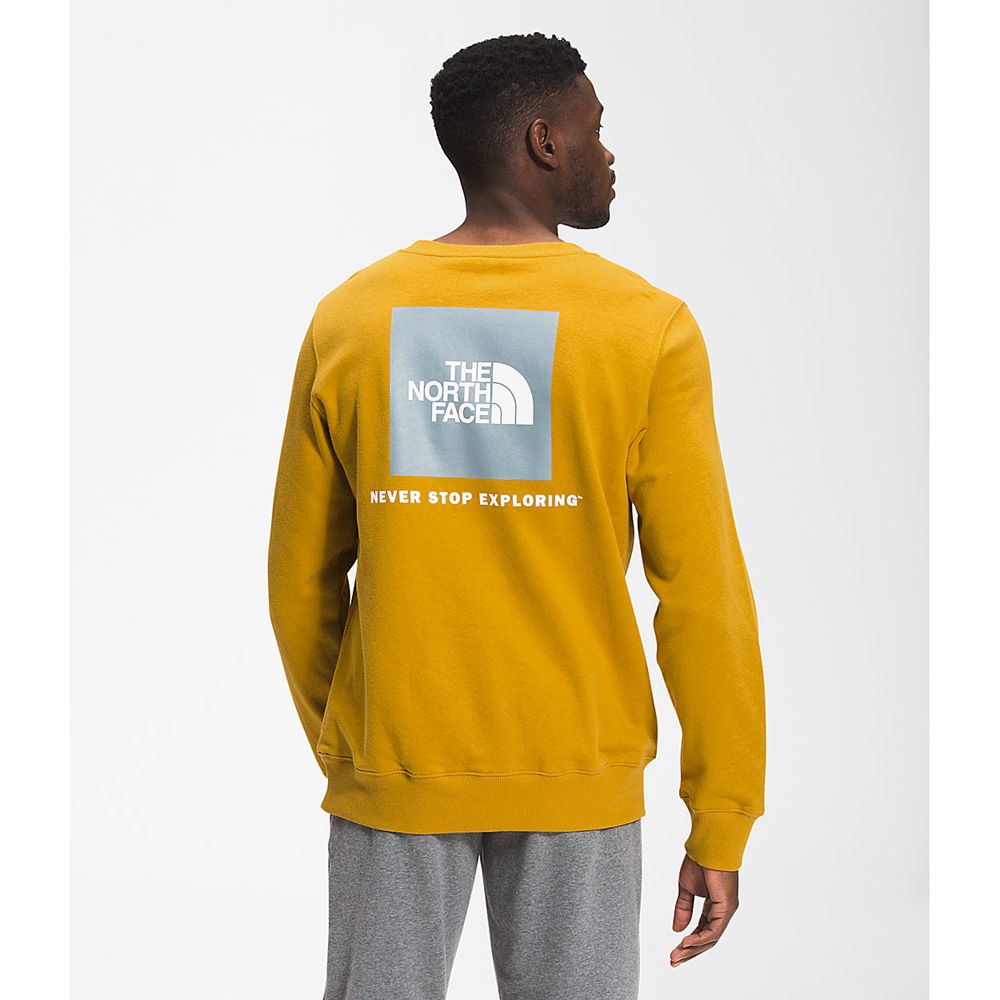 The North Face Sweatshirts Mens Australia - The North Face Box Nse Crew Yellow (MIQ-143670)